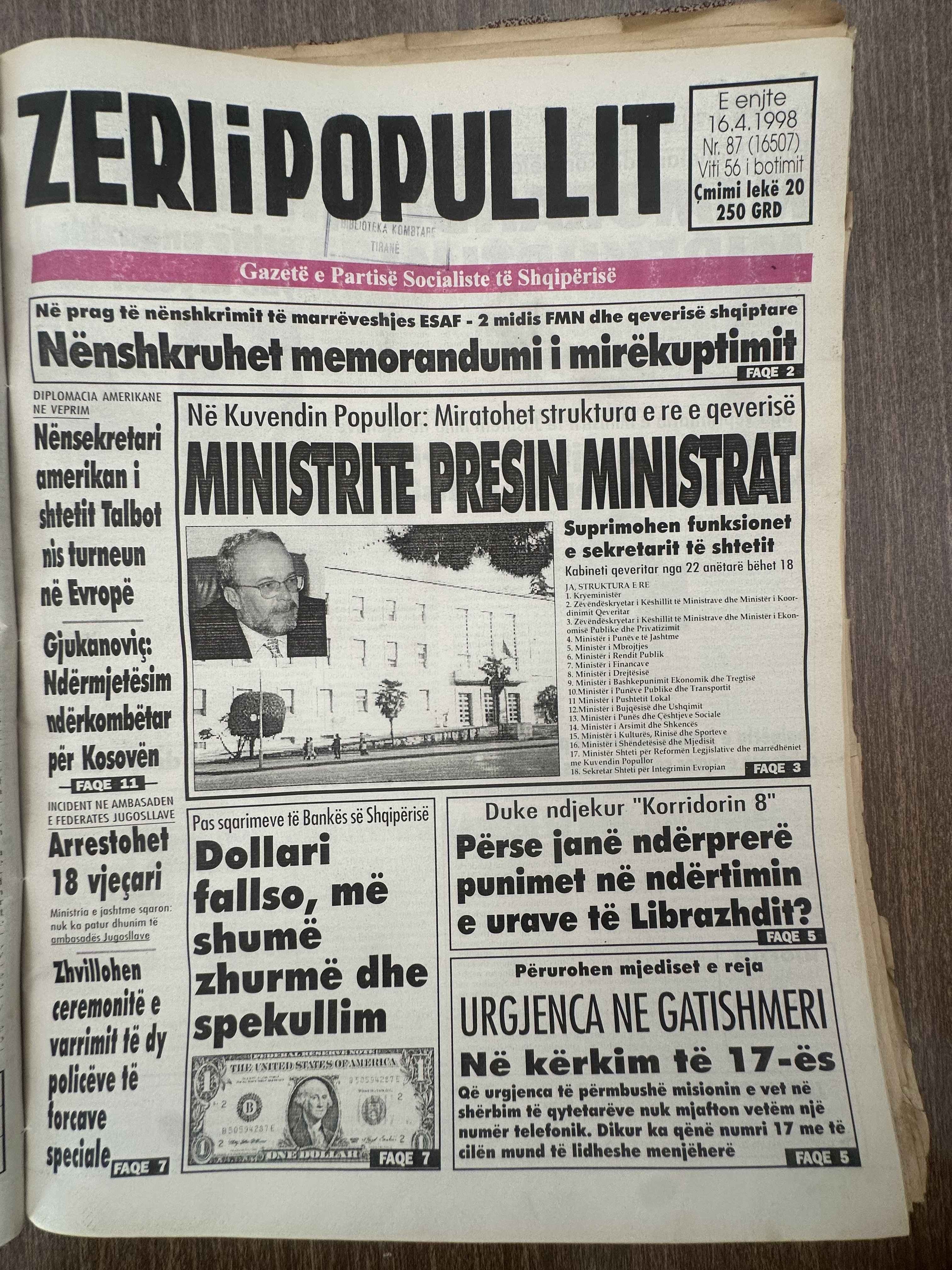 Zëri i Popullit 1998-04-16